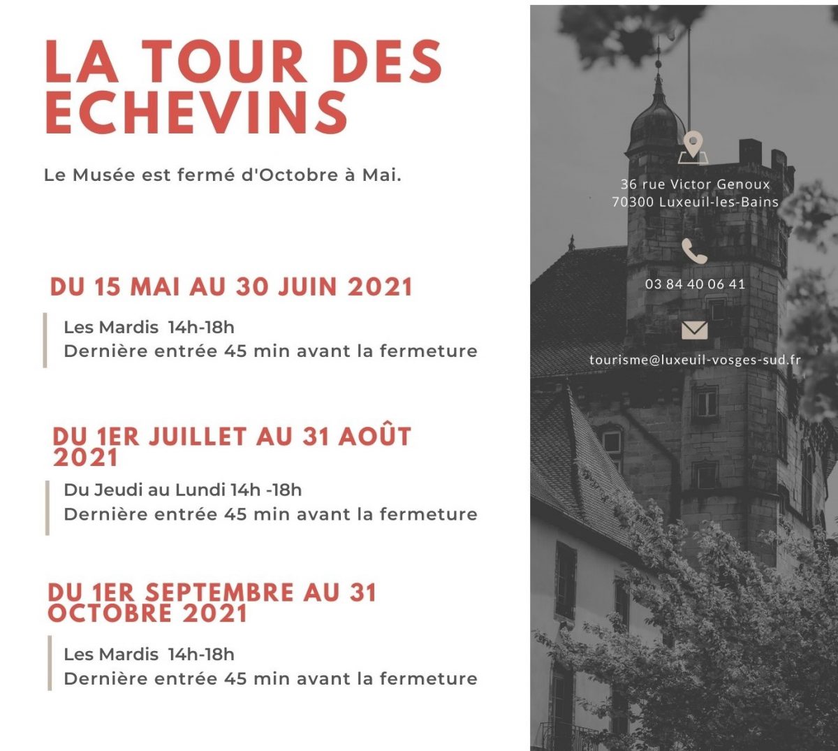 horaires tarifs tour des echevins luxeuil